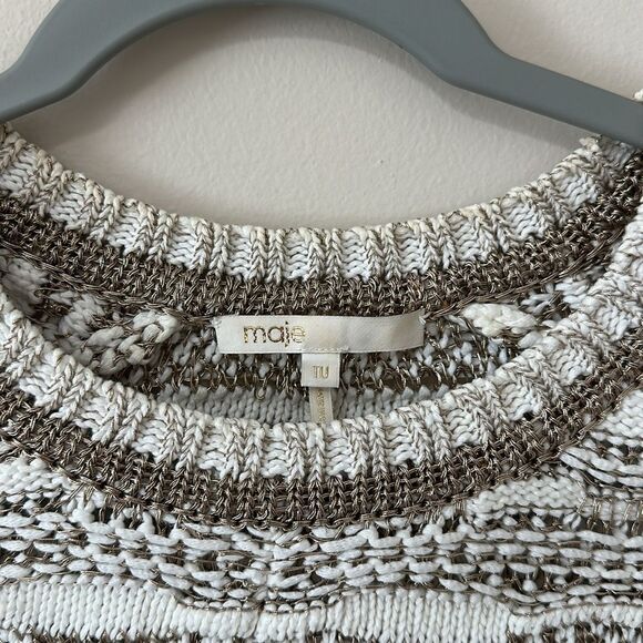 Maje Pull Type Poncho Jumper Ecru Beige One Size - Picture 2 of 4